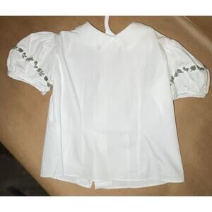 Vintage Polly Flinders Shirt Blouse Hand Smocked White Embroidered Girls Size 5